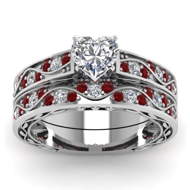 Delicate Heart-shaped Diamond Wedding Ring 925 Sterling Silver Ruby Bridal Ring Set Wedding Ring Anniversary Commitment Jewelry Size 5 - 12
Delicate Heart-shaped Diamond Wedding Ring 925 Sterling Silver Ruby Bridal Ring Set Wedding Ring Anniversary Commitment Jewelry Size 5 - 12