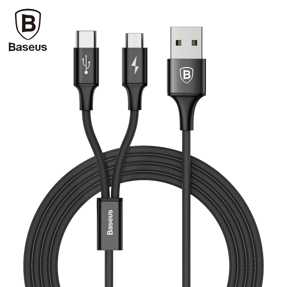 Baseus Rapid Series 2 in 1 Micro USB + Type-C Connector 3A Fast Charging Data Transfer Cable 1.2M, Black
Baseus Rapid Series 2 in 1 Micro USB + Type-C Connector 3A Fast Charging Data Transfer Cable 1.2M, Black