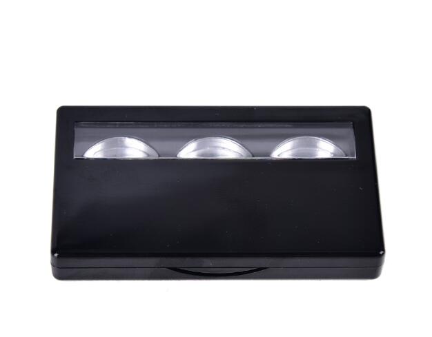DIY Black 3 Round Eye Shadow Lipstick Cosmetic Empty Makeup Box Grid Packing Case Palette