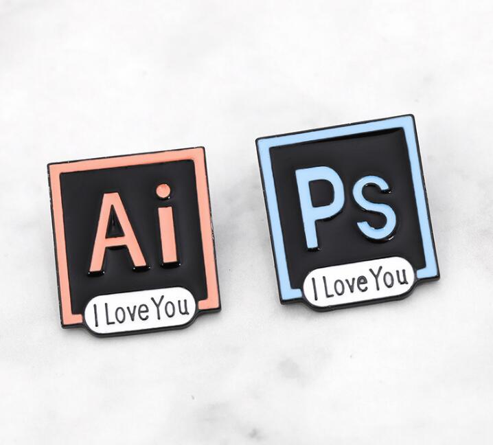 European and American fashion hot creative Photoshop T love you PS brooch clothing accessories bag accessories WY797