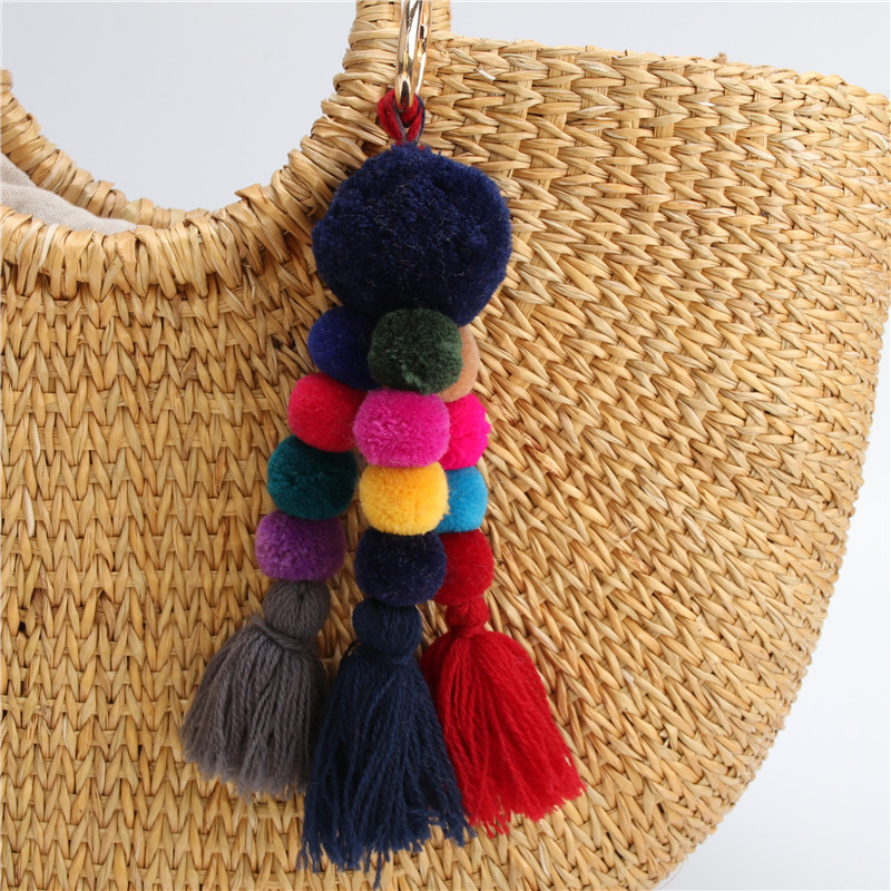 bag charm RE Cute Pompon Pom Pom Keychain Tassel Pompom Trinket Car Key chain Accessories Key ring Women bag charm J2835