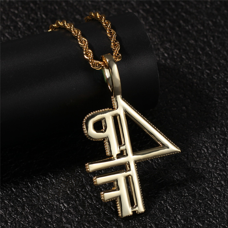 Gold Silver Plated 4PF Pendant Necklace Iced Out Chains Lab Diamond Le228R