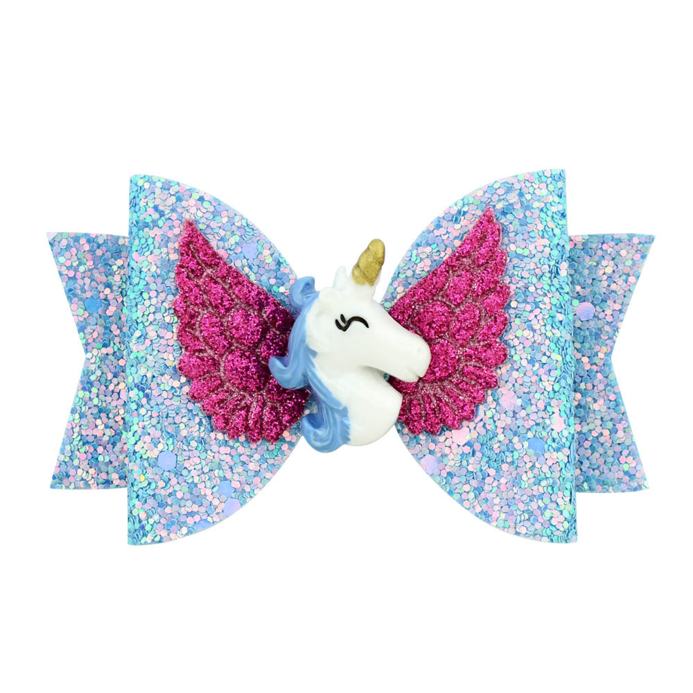New Kids hair Bows accessories Sets Sequin Unicorn Angle Wing Design Bow boutique Hair accessory barrettes Girls Hair Pin Set hairs Clips