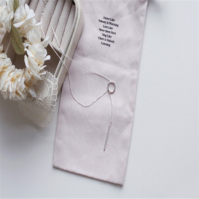100% 925 Sterling Silver Circle Strip Bar Pendant Necklaces Adjustable Chain Necklaces for Women Wedding Jewelry Gifts Long Chain Necklace
