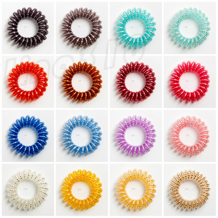 Multi colors 3.9 cm chain Telephone Wire Hair Tie fashion Jelly Hair Rope Candy Color large size Telephone Wire Haircircle T9I00269