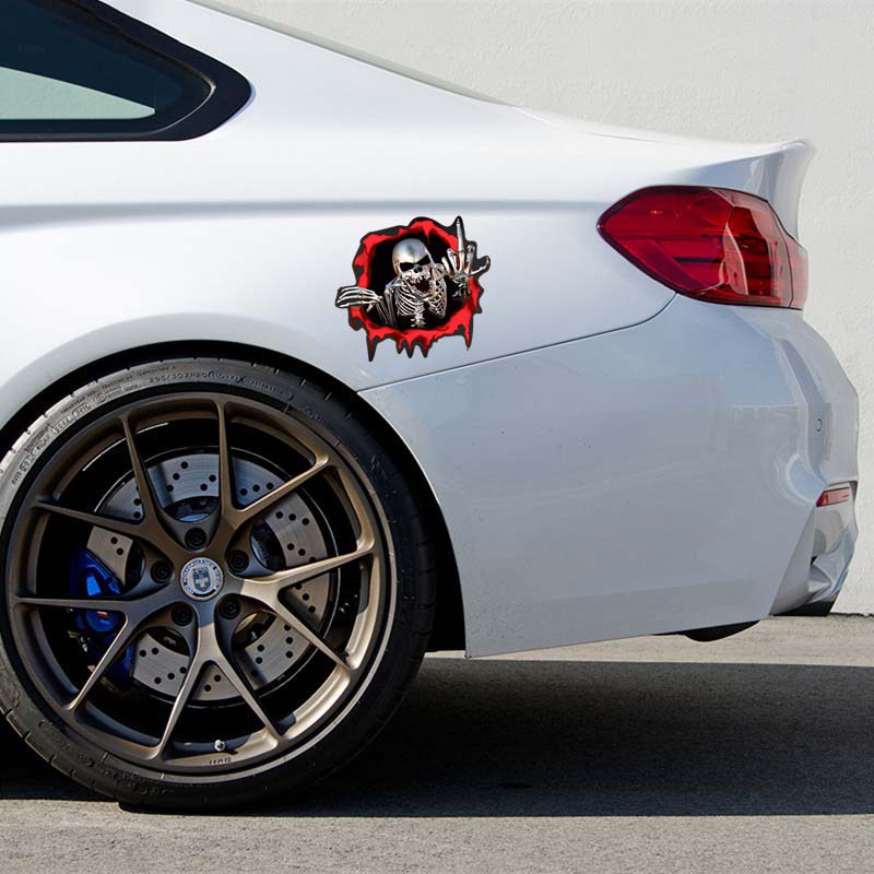 3D Sticker Metal Skeleton Skull Bullet Hole Funny Cool Stickers Auto Automobile Decals Car Styling Motorcycle Covers