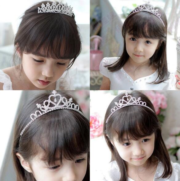 Fashion Rhinestone crystal Tiaras Flower girl Crowns Princess Style Crown Wedding Jewelry Children Hair Accessories Kids Hair Pieces
