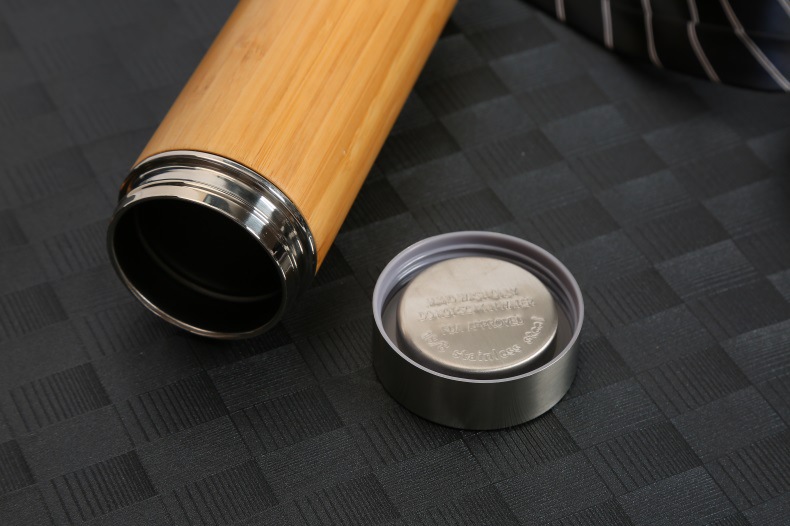 500ml Original Bamboo Tumbler with Tea Infuser & Strainer Bamboo Tea Tumbler Travel Mug 17oz Stainless Steel Tea Bottle