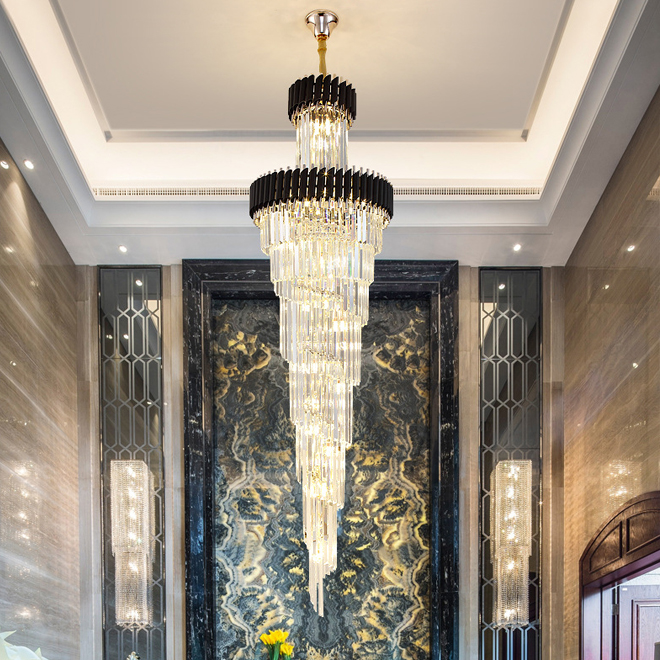 New design modern luxury large gold pendant crystal chandelier lighting long black chandeliers crystal led lamp for hotel hall home stairs
New design modern luxury large gold pendant crystal chandelier lighting long black chandeliers crystal led lamp for hotel hall home stairs