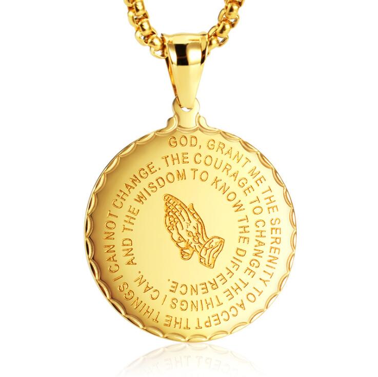 2019 Men Jewelry Praying Hands And Bible Verse Pendant Necklace With Wheat Chain For Men 18K Gold Plated/Stainless Steel
2019 Men Jewelry Praying Hands And Bible Verse Pendant Necklace With Wheat Chain For Men 18K Gold Plated/Stainless Steel