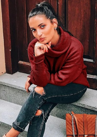 Trend 2021 Knits autumn and winter women's high collar sweater loose knit top support mixed batch