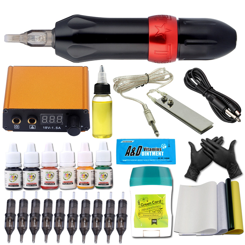 Professional Rotary Pen Tattoo Kit 6 Color Immortal Machine gun Inks Set LCD Mini Power Cartridge Needle Equipment Supplies free shipping
Professional Rotary Pen Tattoo Kit 6 Color Immortal Machine gun Inks Set LCD Mini Power Cartridge Needle Equipment Supplies free shipping