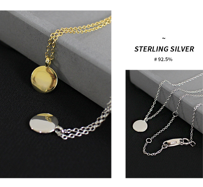 New Simple Style 925 Sterling Silver Geometric Round Circle Necklaces&Pendant For Women Girls Wedding Necklace Fine Jewelry Lovers Gifts