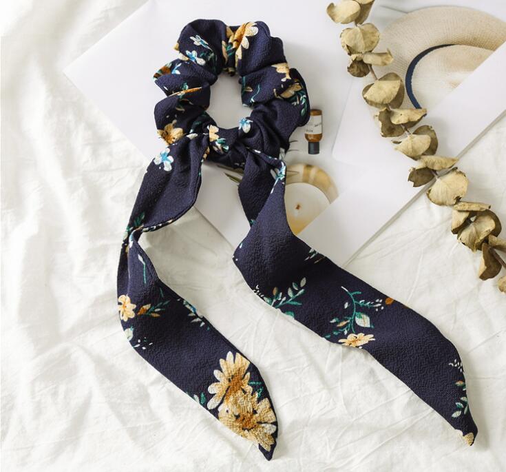 Women Bow Streamers Hair Ring Ribbon Girl Hair Bands Scrunchies Ponytail Tie Solid Headwear Hair Accessories GD61
