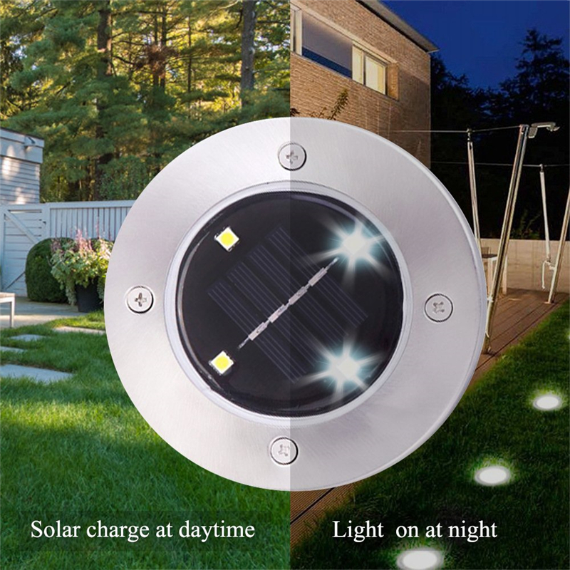 Solar Powered Ground Lights 4LED Solar Path Lamp Garden Pathway Outdoor In-Ground Lights for Yard Driveway Lawn Road