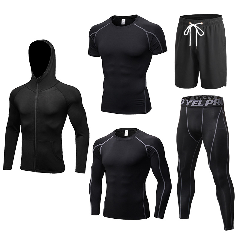 New Running Sets 5pcs/sets Basketball Training Tights Compression Crossfit Sportswear Men Gym Fitness Jogging Sport Suits, Black
New Running Sets 5pcs/sets Basketball Training Tights Compression Crossfit Sportswear Men Gym Fitness Jogging Sport Suits, Black