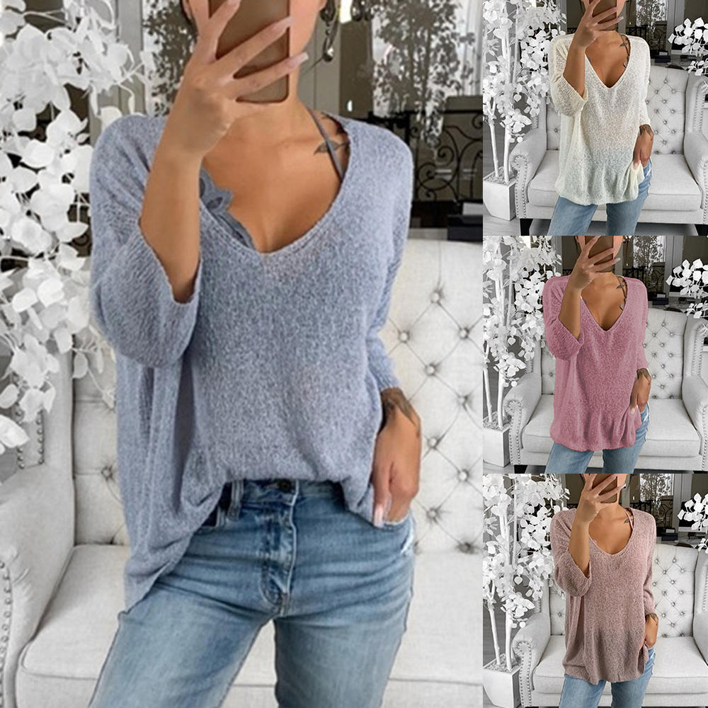 2020 Women' thin Sweater Long Sleeve Knitted Solid Deep V-Neck Sweater Tops Casual Hollow Plus Size Pullover, Beige
2020 Women' thin Sweater Long Sleeve Knitted Solid Deep V-Neck Sweater Tops Casual Hollow Plus Size Pullover, Beige