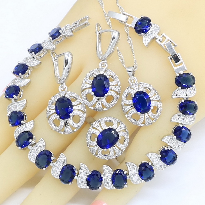 Classic 925 Silver Jewelry Sets for Women Wedding Blue Semi-precious Bracelet Earrings Necklace Pendant Rings Gift, As pic
Classic 925 Silver Jewelry Sets for Women Wedding Blue Semi-precious Bracelet Earrings Necklace Pendant Rings Gift, As pic