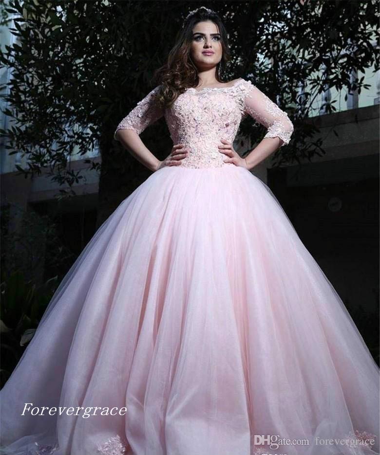 2019 Adorable Pink Quinceanera Dress Princess Puffy Ball Gown Lace Sweet 16 Ages Long Girls Prom Party Pageant Gown Plus Size Custom Made