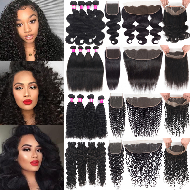Brazilian Human Hair Wefts With Closure Kinky Curly Virgin Hair With13X4 Lace Frontal Hair Weaves 360 Lace Frontal With Bundles, Straight
Brazilian Human Hair Wefts With Closure Kinky Curly Virgin Hair With13X4 Lace Frontal Hair Weaves 360 Lace Frontal With Bundles, Straight