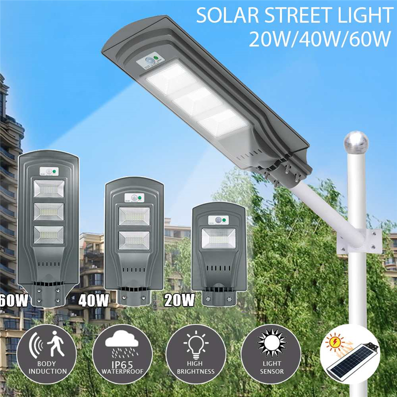 Remote Control LED Solar Street light garden lights 20W 40W 60W Motion Sensor Waterproof Security Lamp for Garden Yard