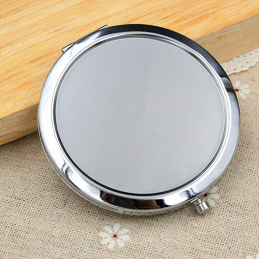Round Silver Mini Compact Mirrors Women Lady Girl Mini Beauty Metal Make Up Cosmetic Makeup Round Pocket Mirror Espejo De Bolsillo Redondo De Maquilla