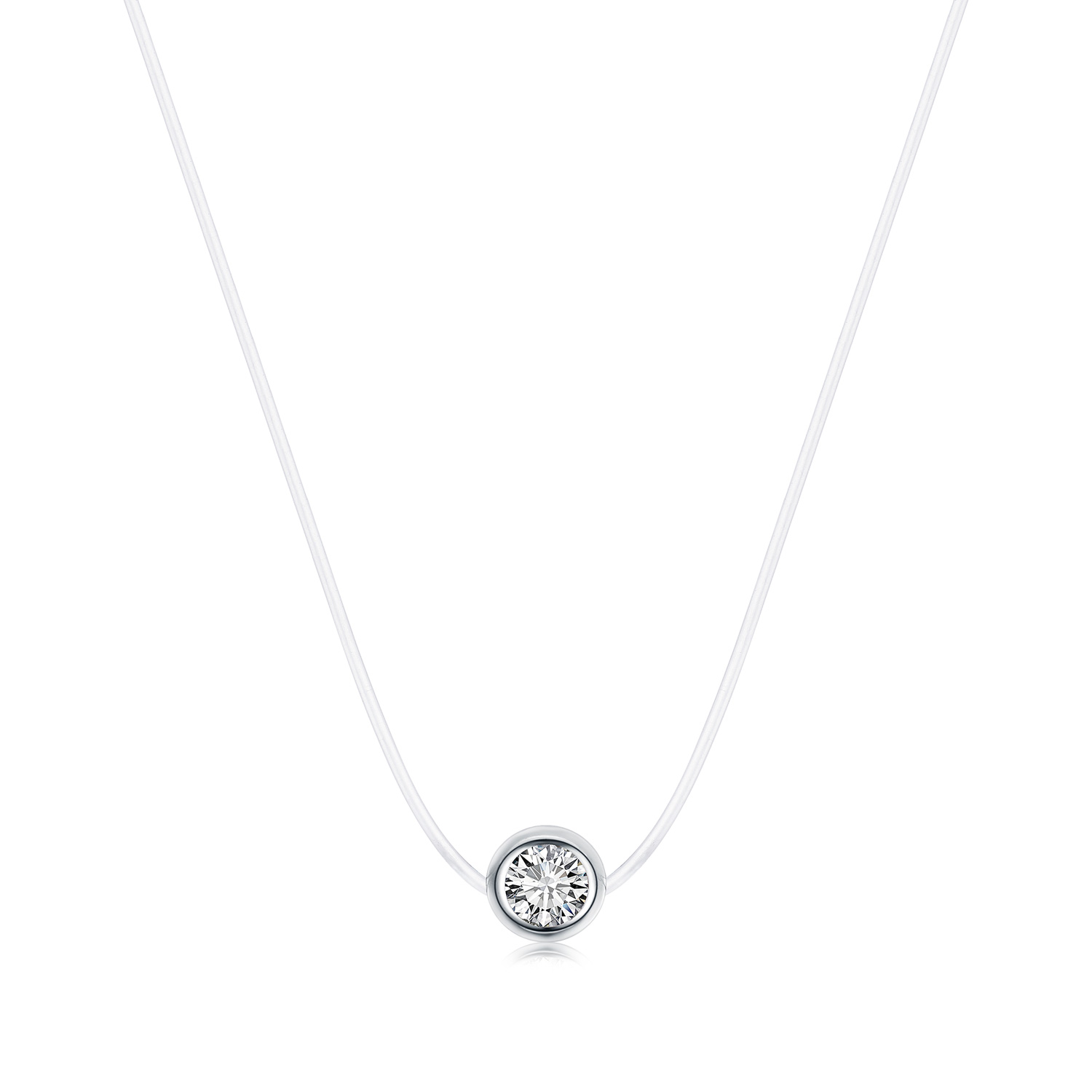 Fashion Transparent Fishing Line Necklace Silver Invisible Chain Necklace Women Rhinestone Choker Necklace Collier Femme 925 Sterling Silver