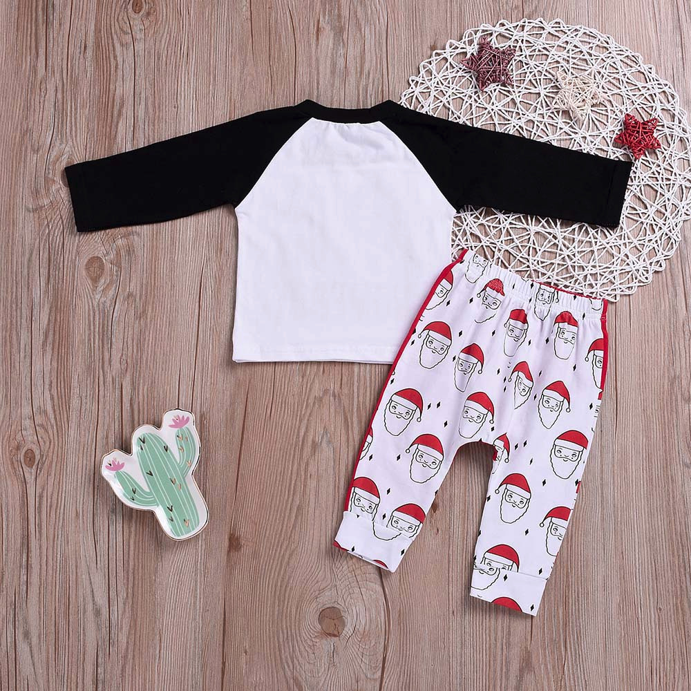 baby boy clothes set Christmas Clothing Set 2PCs Letter Patchwork Tops Cartoon Pants Kids Winter Clothes roupas infa