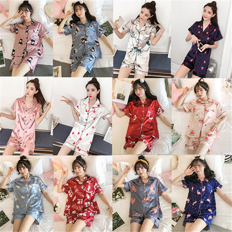 Summer Lovely Charm Women Sleepwear Fashion Loose Designer Lady Silk Nightclothes 14 Patterns Soft Girls Printed Pajamas Set
Summer Lovely Charm Women Sleepwear Fashion Loose Designer Lady Silk Nightclothes 14 Patterns Soft Girls Printed Pajamas Set