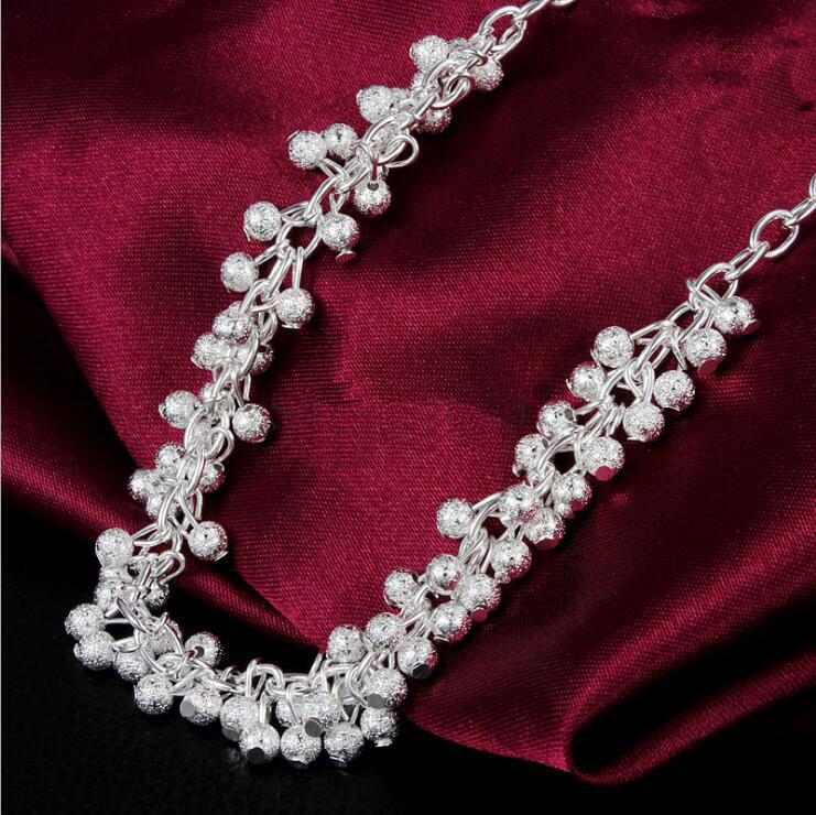 Brand new Six-lane Sand beads sterling silver plate necklace STSN001,fashion 925 silver Chains necklace factory direct sale