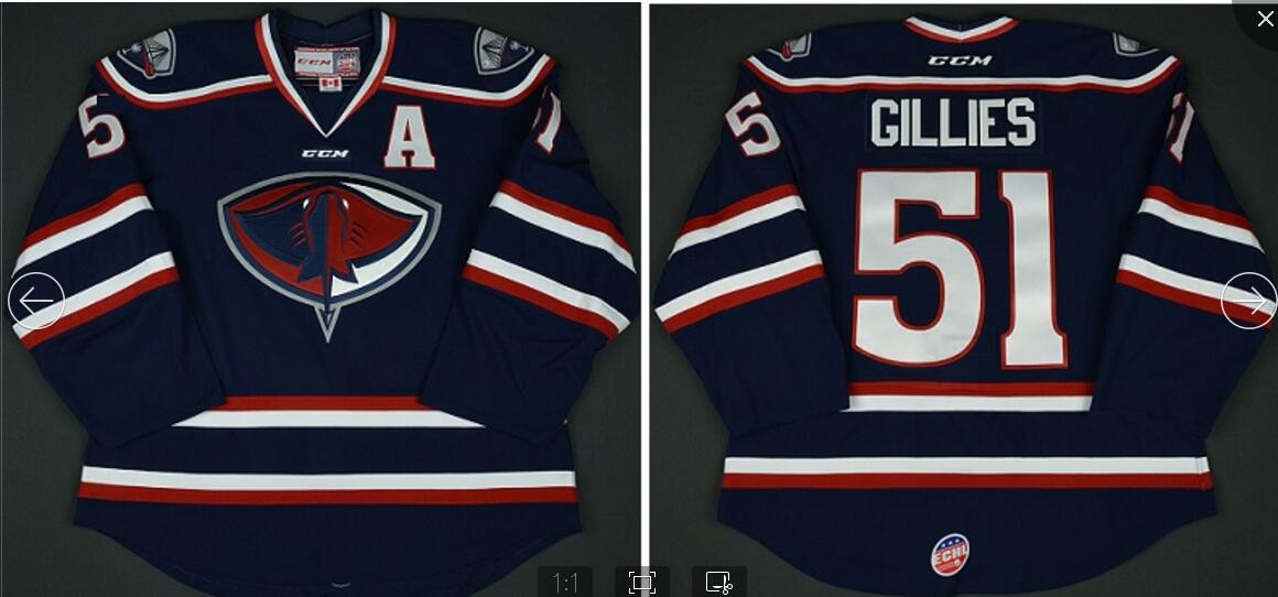 Custom Men Youth women Vintage #51 South Carolina Stingrays GILLIES ECHL Hockey Jersey Size S-5XL or custom any name or number