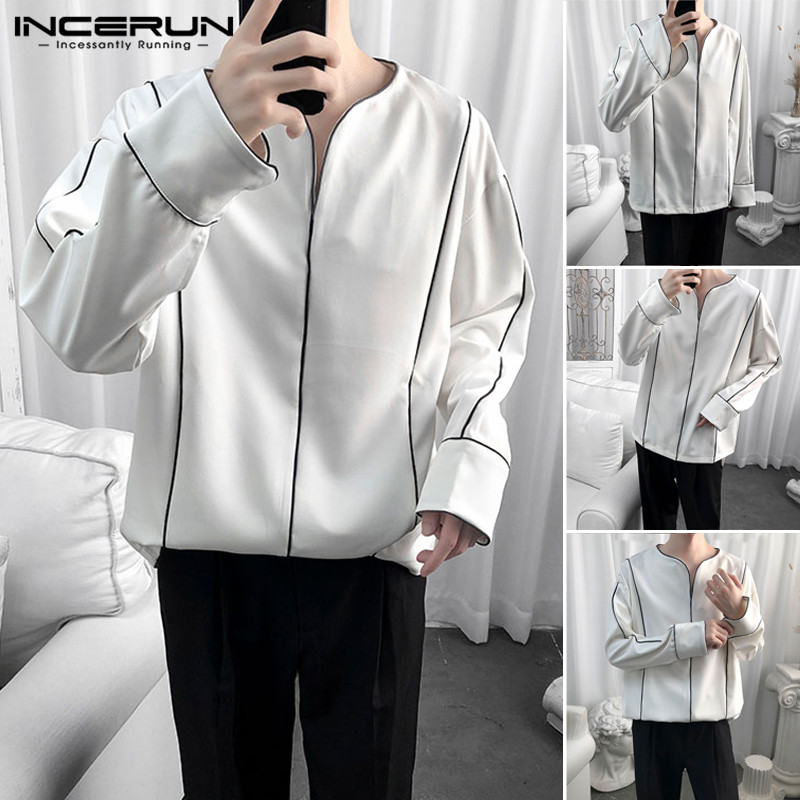 INCERUN 2020 Long Sleeve Loose Brand Shirts Fashion Men Casual Shirt Korean Chic V Neck Blouse Color-block Camisa Plus Size, White
INCERUN 2020 Long Sleeve Loose Brand Shirts Fashion Men Casual Shirt Korean Chic V Neck Blouse Color-block Camisa Plus Size, White