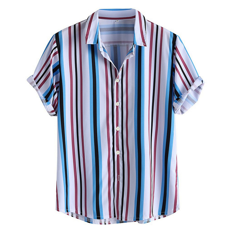 Men Shirt Vintage Striped Printed Turn Down Collar Short Sleeve Loose Fit Color Hawaiian Casual Shirt Streetwear Chemise Homme, Blue
Men Shirt Vintage Striped Printed Turn Down Collar Short Sleeve Loose Fit Color Hawaiian Casual Shirt Streetwear Chemise Homme, Blue