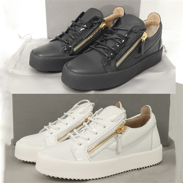 Designer Men Frankie Sneaker Women White calfskin Trainers Fashion Low-top Shoes Black Patent Leather with Gold Zips Casual Shoes 3 Colors
Designer Men Frankie Sneaker Women White calfskin Trainers Fashion Low-top Shoes Black Patent Leather with Gold Zips Casual Shoes 3 Colors