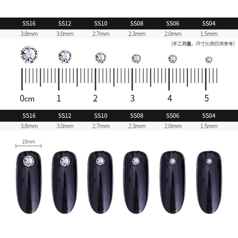 NAR034 1300pcs Shiny Crystal Nail Art Rhinestones Decorashion Diamond for Nail Tips Manicure Nails Jewelry Stones Accessories