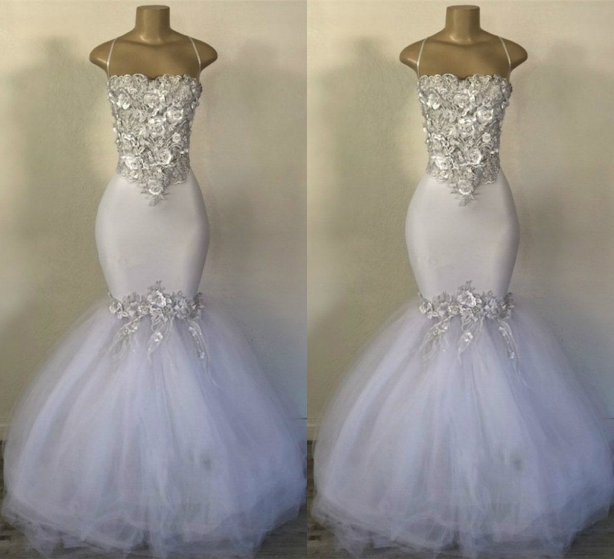 Real Picture Mermaid Prom Dresses Strapless Lace 3D Floral Appliqued Floor Length Evening Dress Custom Made White Formal Party Gowns, Black
Real Picture Mermaid Prom Dresses Strapless Lace 3D Floral Appliqued Floor Length Evening Dress Custom Made White Formal Party Gowns, Black