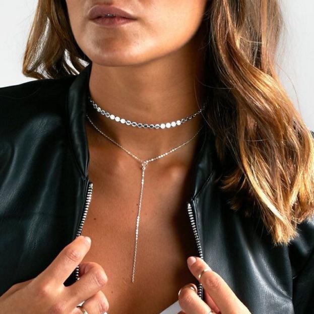 Chains Simple Punk Choker Necklace Gold Silver Color Round Sequins Maxi Double Layer Beach Strand Jewelry For Women
Chains Simple Punk Choker Necklace Gold Silver Color Round Sequins Maxi Double Layer Beach Strand Jewelry For Women