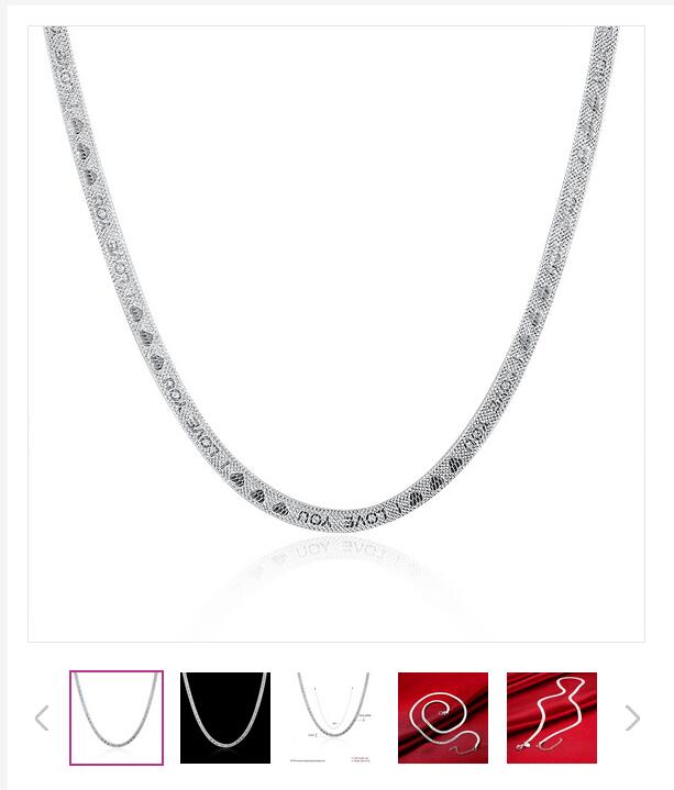 Brand new I LOVE YOU necklace Men sterling silver plate necklace STSN201,wholesale fashion 925 silver Chains necklace factory direct sale