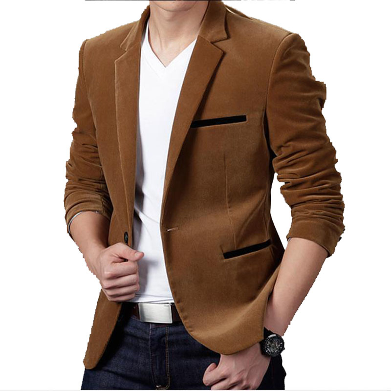 Mens Corduroy Blazers Autumn Spring Fashion Male Slim Fat Casual Suit Jacket Men Blazer Masculino Clothing Vetement Homme CJ191210