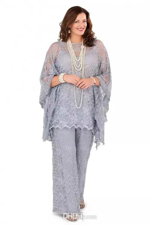 Plus Size Mother Dresses Jewel Neck Appliqued Long Sleeves Pants Suit Wedding Guest Gowns Custom Made Mother Of The Bride Dresses