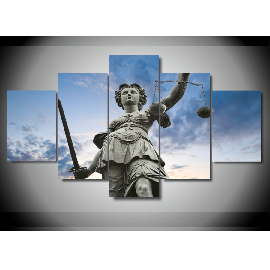 5 Panels Goddess of Justice Prints Canvas Painting Poster Wall Art Pictures 5 Panels For Living Room Frame