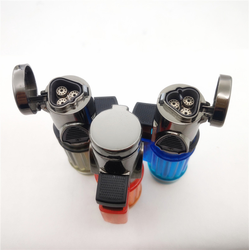 Mini Metal Windproof Refillable Butane Gas 3 Jet Flame Welding Camping Torch Random Color Cigarette Cigar Lighter W260202