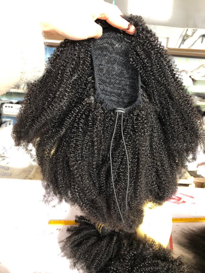 Afro Kinky Curly Ponytail Remy Hair Pieces For Women Natural Black Clip In Ponytails Drawstring 100% Human Hair 2022 top selling Products