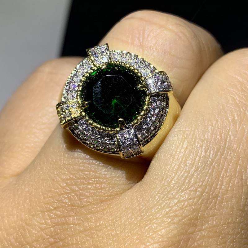 Unique Brand Retro Jewelry 925 Sterling Silver Pave CZ Diamond Emerald Gemstones Party Promise Birthstones Women Wedding Band Ring Gift