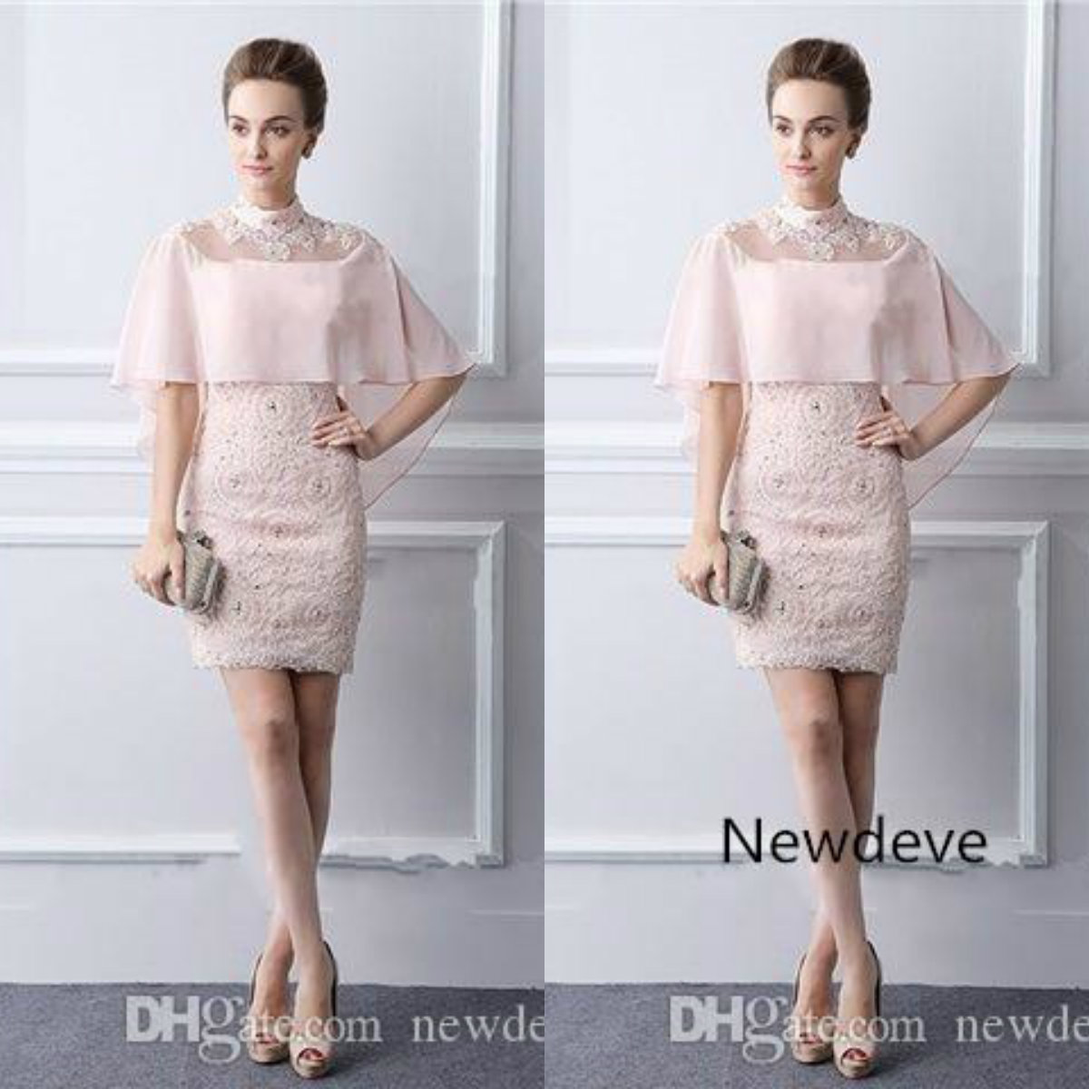 Pink Mother of the Bride Dresses with Wraps High Neck Lace Formal Gowns Custom Made Sheath Short Wedding Guest Dress
Pink Mother of the Bride Dresses with Wraps High Neck Lace Formal Gowns Custom Made Sheath Short Wedding Guest Dress
