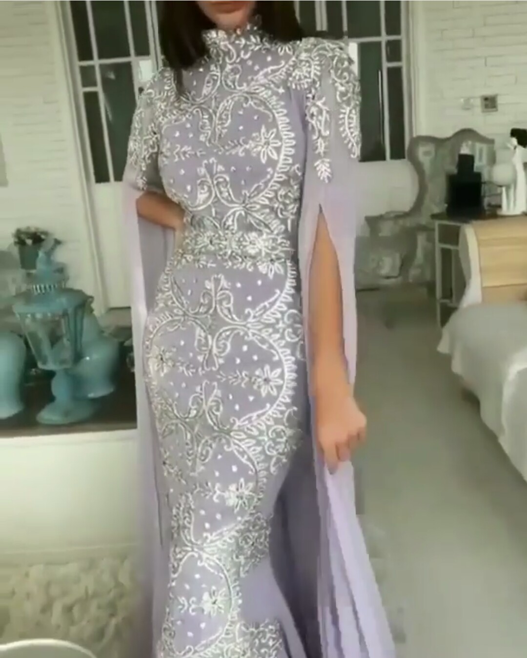 Modest Mermaid Prom Dresses 2019 New Floor Length High Neck Sparkle Bead Formal Evening Gowns With Detachable Skirt Long Sleeves Party Gowns