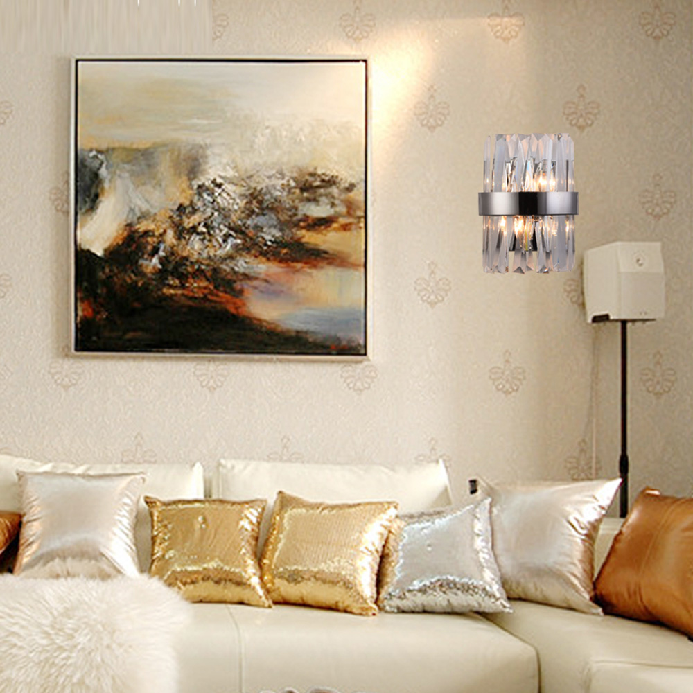 high quality crystal wall lights lamps modern chrome sconce AC110V 220v lustre cristal lamp bedroom