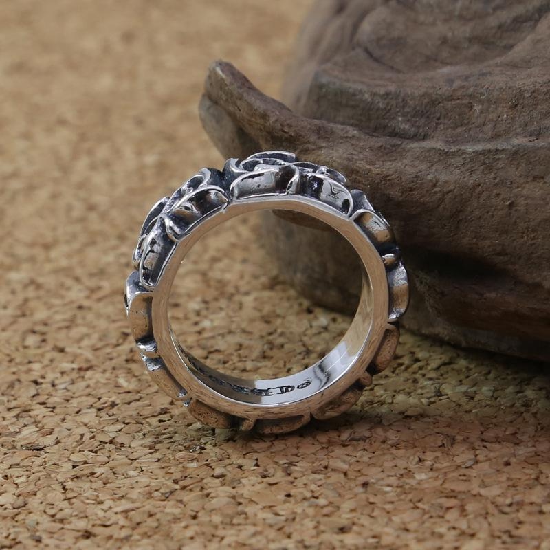 Brand new 925 sterling silver vintage jewelry American Europe hand-made designer scroll flower antique silver punk band rings free shipping