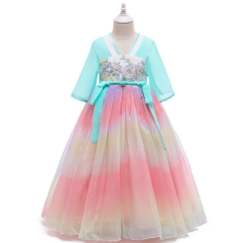 Tang suit Hanfu princess dress New Years party Dresses for girls super fairy style childrens Chinese style dress, Blue
Tang suit Hanfu princess dress New Years party Dresses for girls super fairy style childrens Chinese style dress, Blue