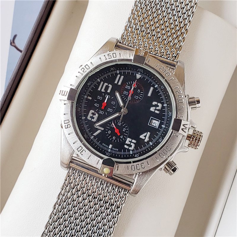Top selling big face 48mm men watches all dial work quartz movement chnorograph watch mesh strap high quality designer watch montre de luxe, Silver white
Top selling big face 48mm men watches all dial work quartz movement chnorograph watch mesh strap high quality designer watch montre de luxe, Silver white